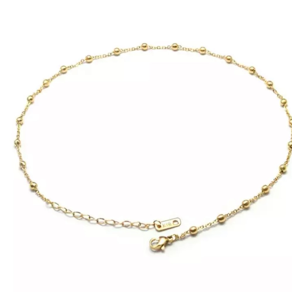 Gold plated  stainless steel necklace simple dainty circle bobble chain necklace